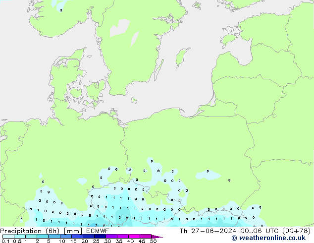 opad (6h) ECMWF czw. 27.06.2024 06 UTC