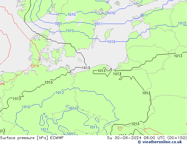 приземное давление ECMWF Вс 30.06.2024 06 UTC