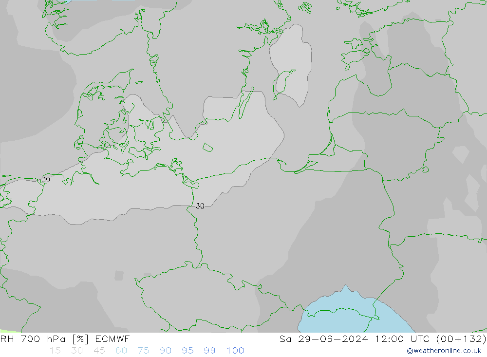 Humidité rel. 700 hPa ECMWF sam 29.06.2024 12 UTC