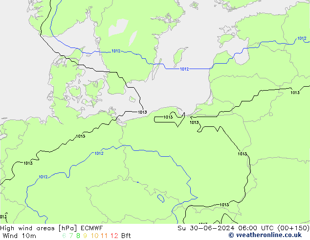 Izotacha ECMWF nie. 30.06.2024 06 UTC