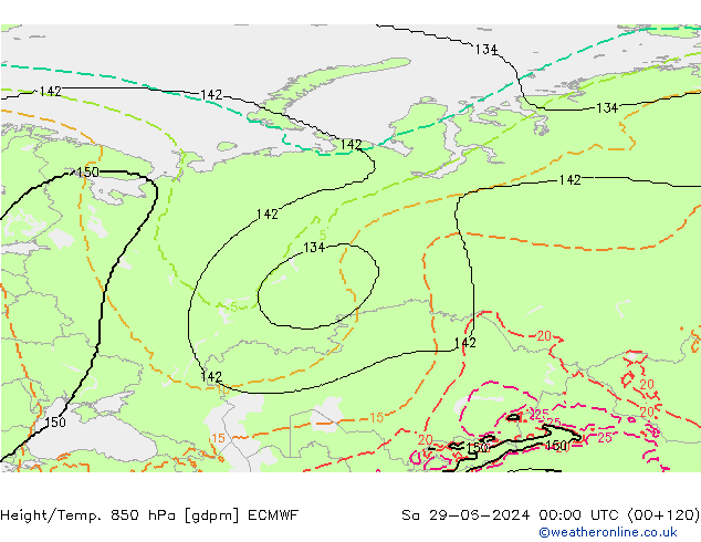 Height/Temp. 850 hPa ECMWF so. 29.06.2024 00 UTC