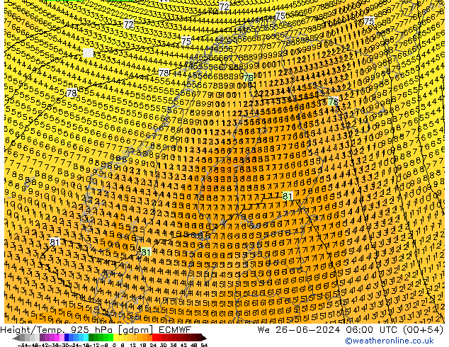 Height/Temp. 925 hPa ECMWF We 26.06.2024 06 UTC