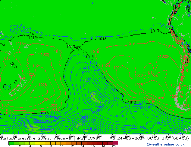 Bodendruck Spread ECMWF Mo 24.06.2024 00 UTC