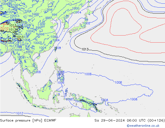 приземное давление ECMWF сб 29.06.2024 06 UTC