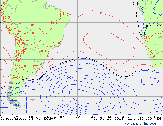 приземное давление ECMWF Вс 30.06.2024 12 UTC