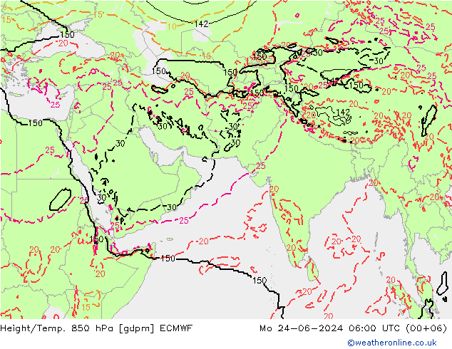 Height/Temp. 850 hPa ECMWF 星期一 24.06.2024 06 UTC