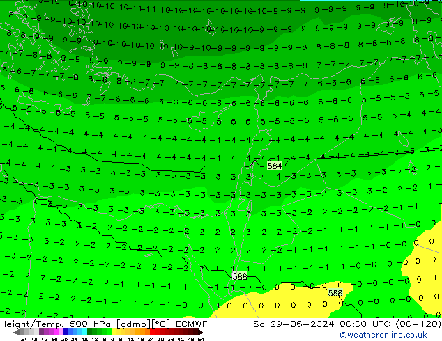 Géop./Temp. 500 hPa ECMWF sam 29.06.2024 00 UTC