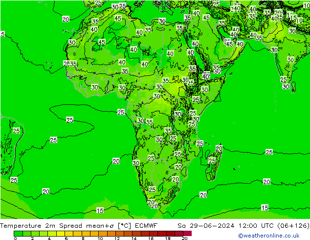 Temperature 2m Spread ECMWF So 29.06.2024 12 UTC