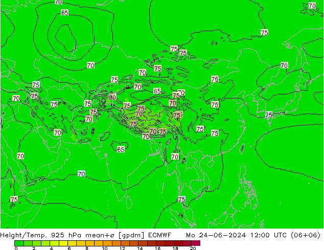 Height/Temp. 925 hPa ECMWF Po 24.06.2024 12 UTC