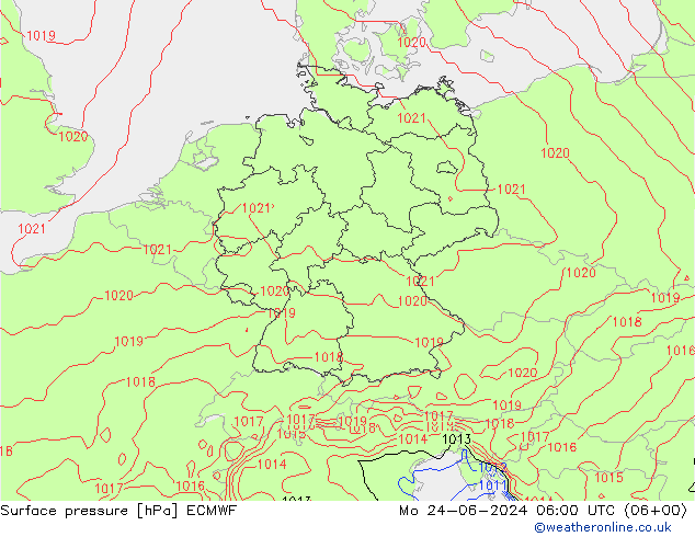 pression de l'air ECMWF lun 24.06.2024 06 UTC