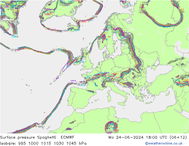 Yer basıncı Spaghetti ECMWF Pzt 24.06.2024 18 UTC