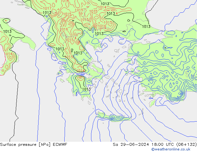 Surface pressure ECMWF Sa 29.06.2024 18 UTC