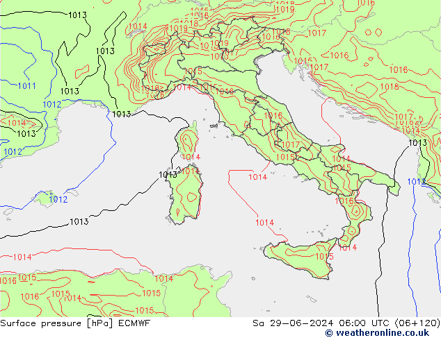 приземное давление ECMWF сб 29.06.2024 06 UTC