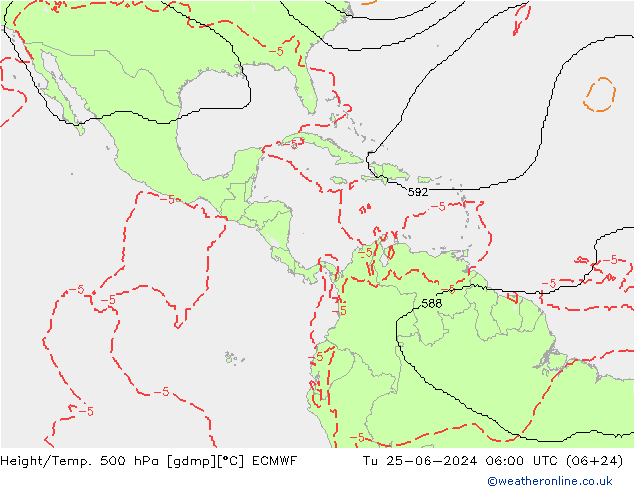 Hoogte/Temp. 500 hPa ECMWF di 25.06.2024 06 UTC