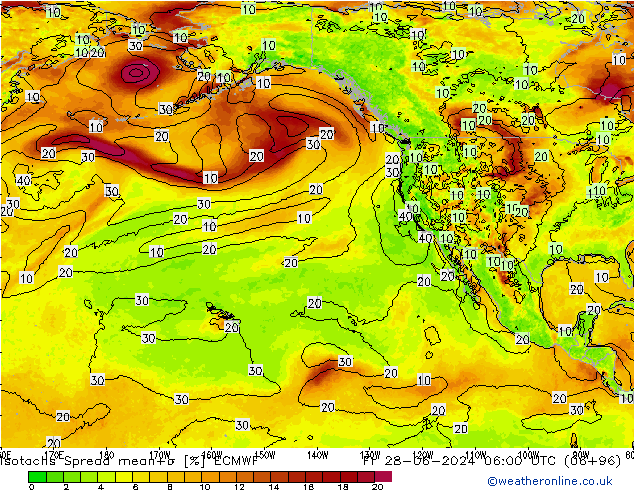 Isotachs Spread ECMWF Fr 28.06.2024 06 UTC