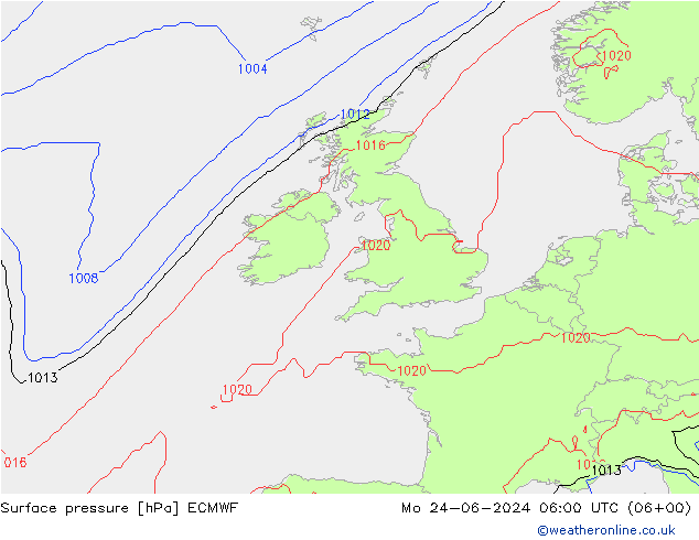 приземное давление ECMWF пн 24.06.2024 06 UTC