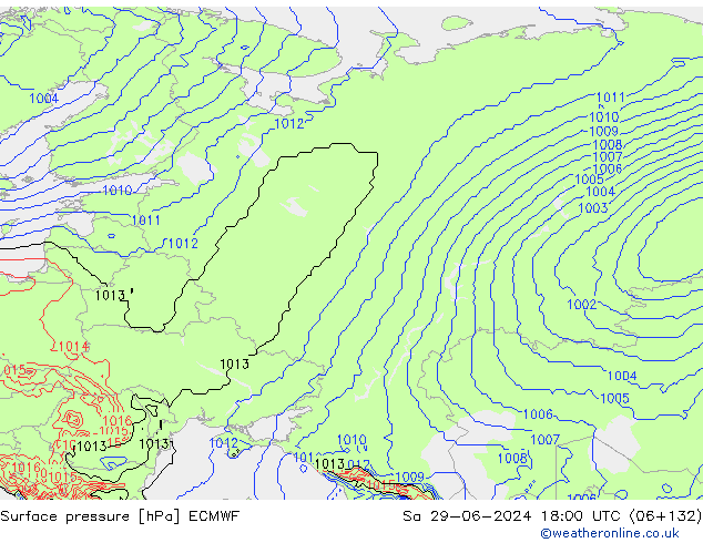 Surface pressure ECMWF Sa 29.06.2024 18 UTC