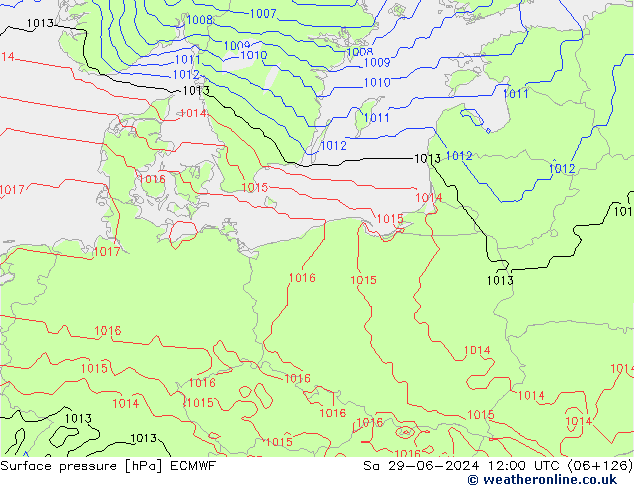 Bodendruck ECMWF Sa 29.06.2024 12 UTC