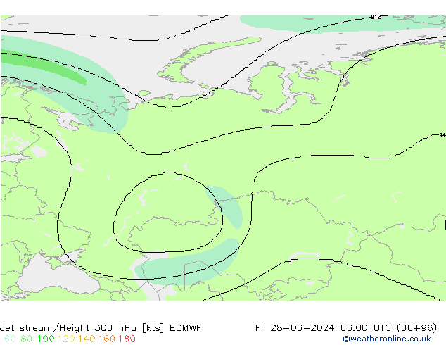 Corrente a getto ECMWF ven 28.06.2024 06 UTC