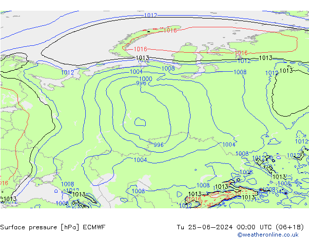 Luchtdruk (Grond) ECMWF di 25.06.2024 00 UTC