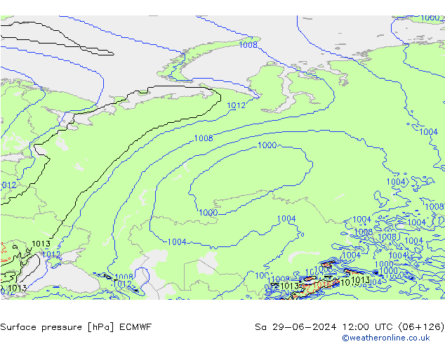 pressão do solo ECMWF Sáb 29.06.2024 12 UTC