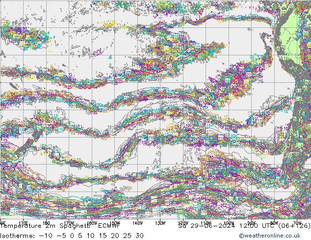карта температуры Spaghetti ECMWF сб 29.06.2024 12 UTC