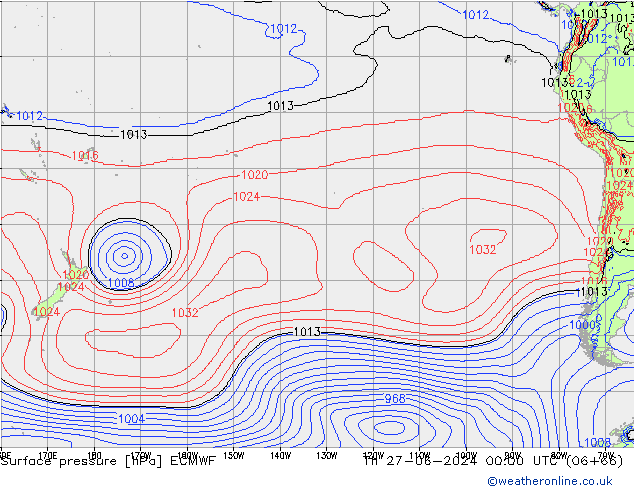ciśnienie ECMWF czw. 27.06.2024 00 UTC