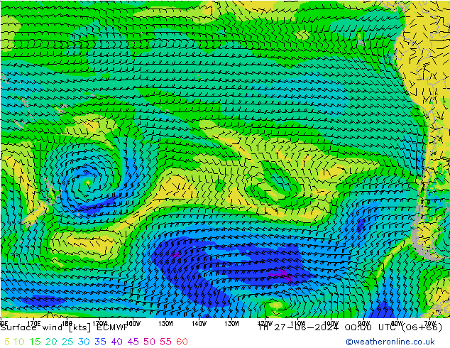 Surface wind ECMWF Th 27.06.2024 00 UTC