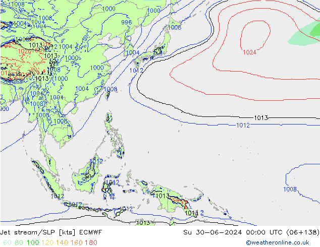 Jet stream/SLP ECMWF Su 30.06.2024 00 UTC