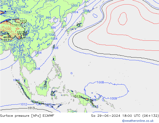 Pressione al suolo ECMWF sab 29.06.2024 18 UTC