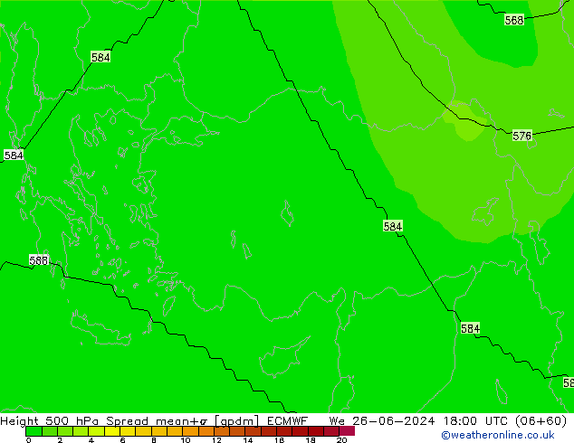 Height 500 hPa Spread ECMWF We 26.06.2024 18 UTC