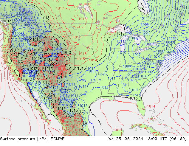 pressão do solo ECMWF Qua 26.06.2024 18 UTC