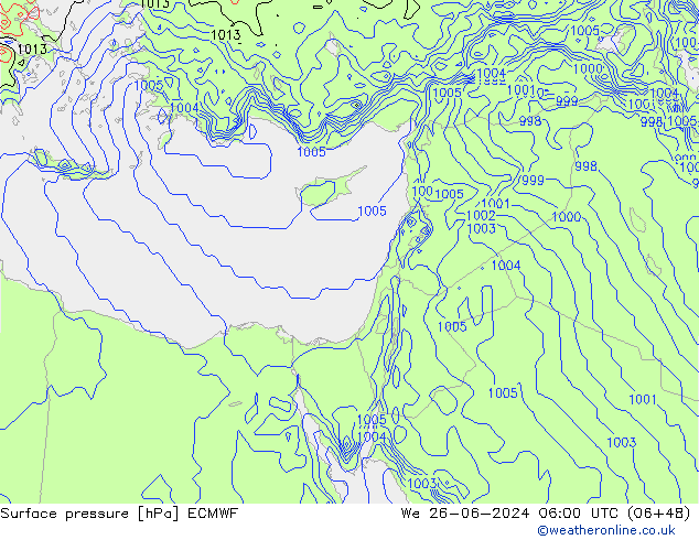 Bodendruck ECMWF Mi 26.06.2024 06 UTC