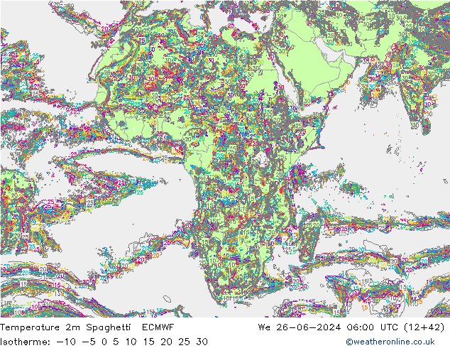 Sıcaklık Haritası 2m Spaghetti ECMWF Çar 26.06.2024 06 UTC