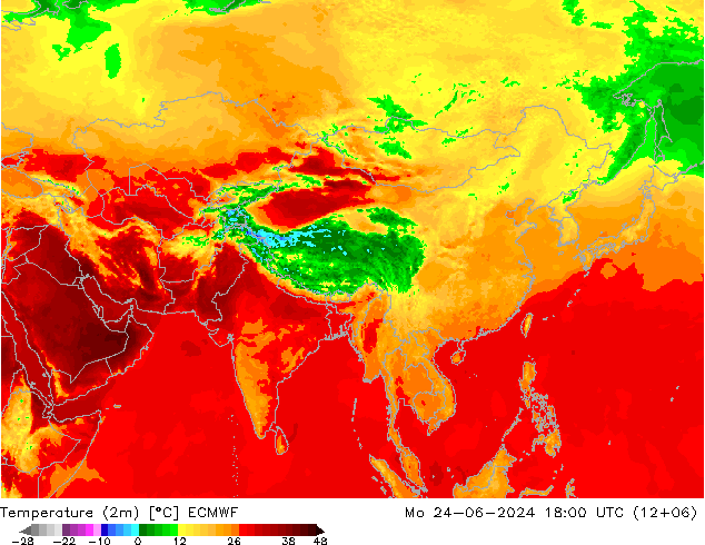 Temperatura (2m) ECMWF lun 24.06.2024 18 UTC