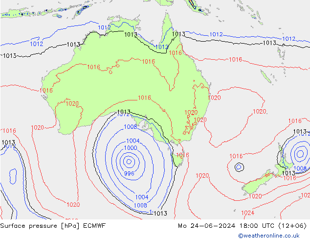 Bodendruck ECMWF Mo 24.06.2024 18 UTC