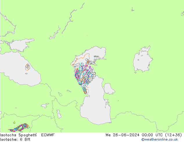 Izotacha Spaghetti ECMWF śro. 26.06.2024 00 UTC