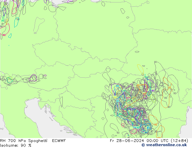 RH 700 hPa Spaghetti ECMWF Fr 28.06.2024 00 UTC