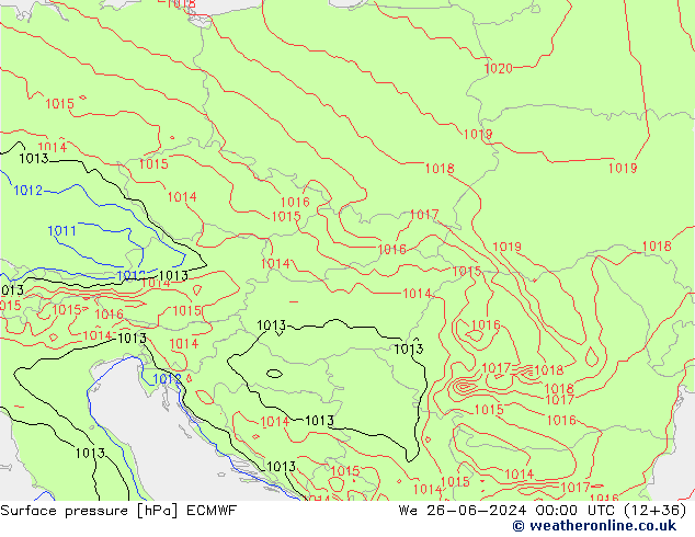 pression de l'air ECMWF mer 26.06.2024 00 UTC