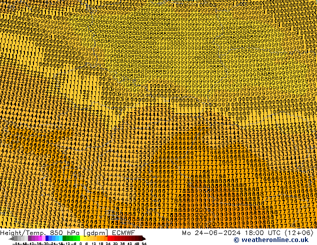 Height/Temp. 850 hPa ECMWF Mo 24.06.2024 18 UTC