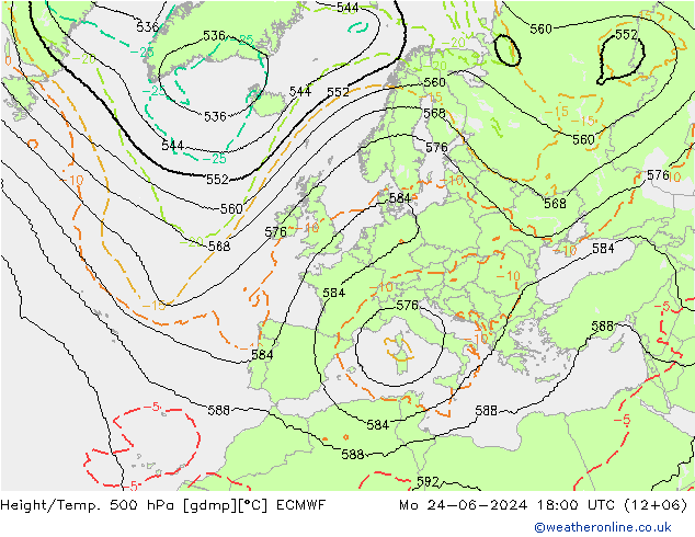 Géop./Temp. 500 hPa ECMWF lun 24.06.2024 18 UTC