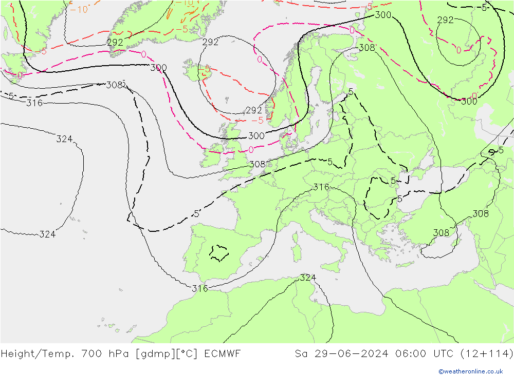 Height/Temp. 700 hPa ECMWF  29.06.2024 06 UTC