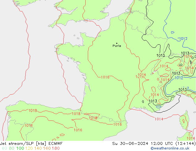 Jet stream/SLP ECMWF Ne 30.06.2024 12 UTC