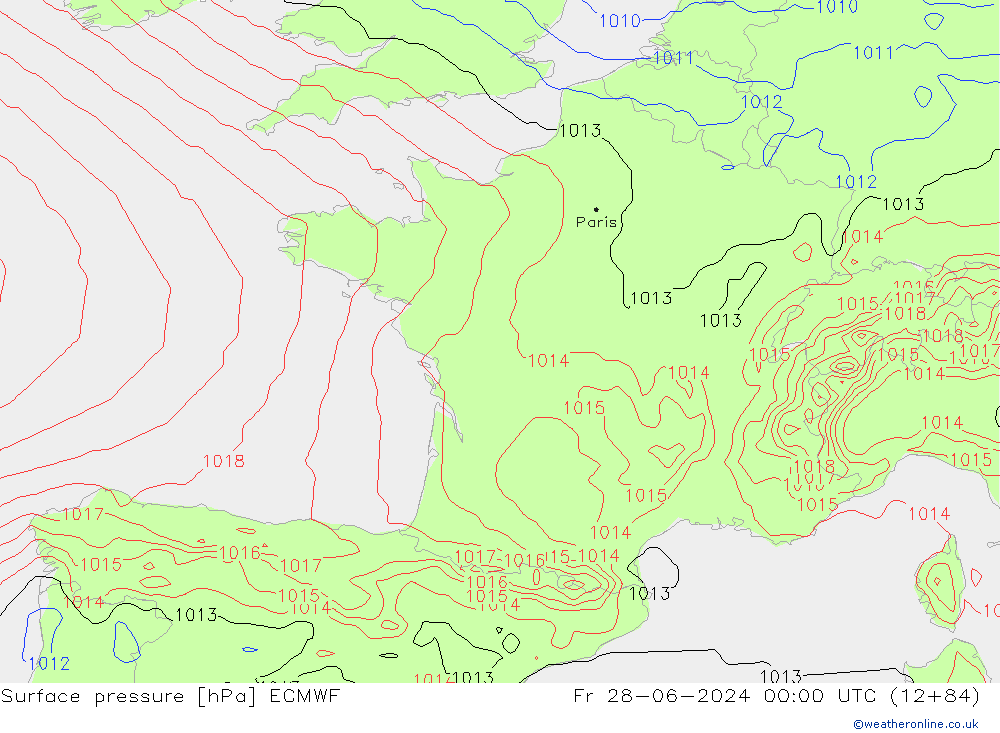 Bodendruck ECMWF Fr 28.06.2024 00 UTC