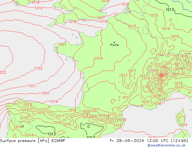 приземное давление ECMWF пт 28.06.2024 12 UTC