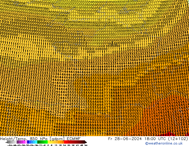 Height/Temp. 850 hPa ECMWF Fr 28.06.2024 18 UTC