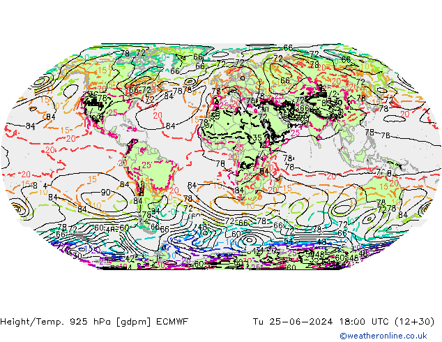 Géop./Temp. 925 hPa ECMWF mar 25.06.2024 18 UTC