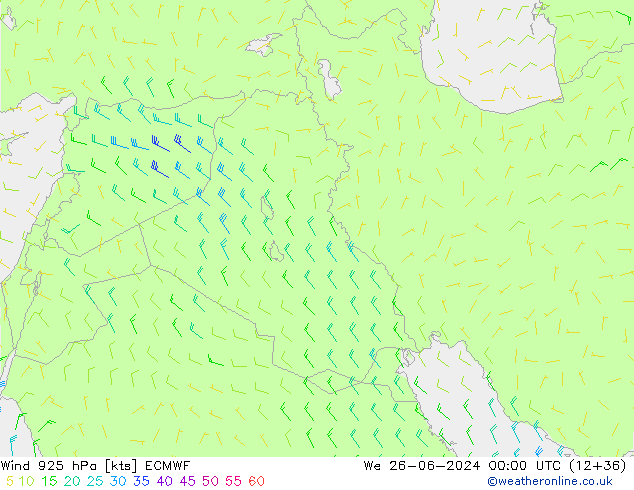 wiatr 925 hPa ECMWF śro. 26.06.2024 00 UTC