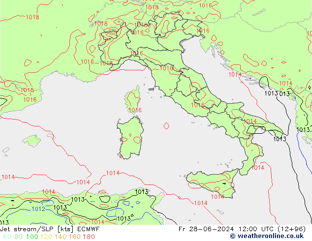 Jet stream/SLP ECMWF Fr 28.06.2024 12 UTC