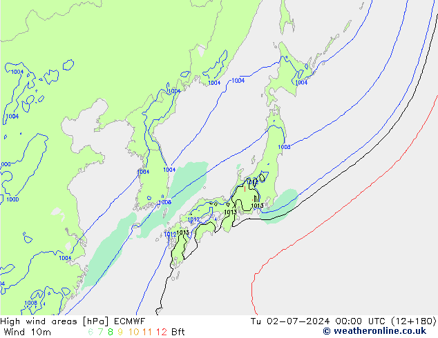 High wind areas ECMWF Tu 02.07.2024 00 UTC